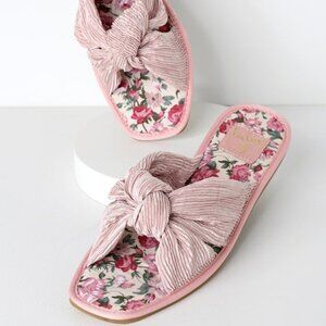 Lulus Pink Knotted Slide Sandals - Size 8